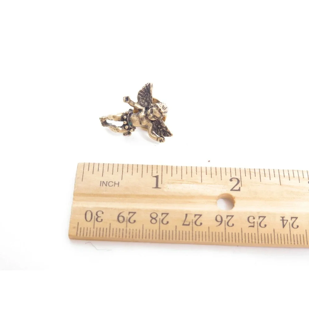 Vintage Designer Signed‎ KIRK'S FOLLY Gold Tone Angel Cherub Tie Tac Pin
